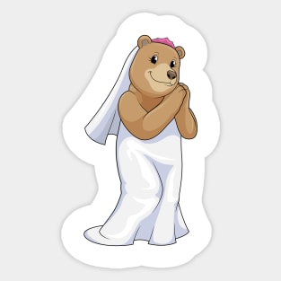 Bear as Bride with Veil Sticker